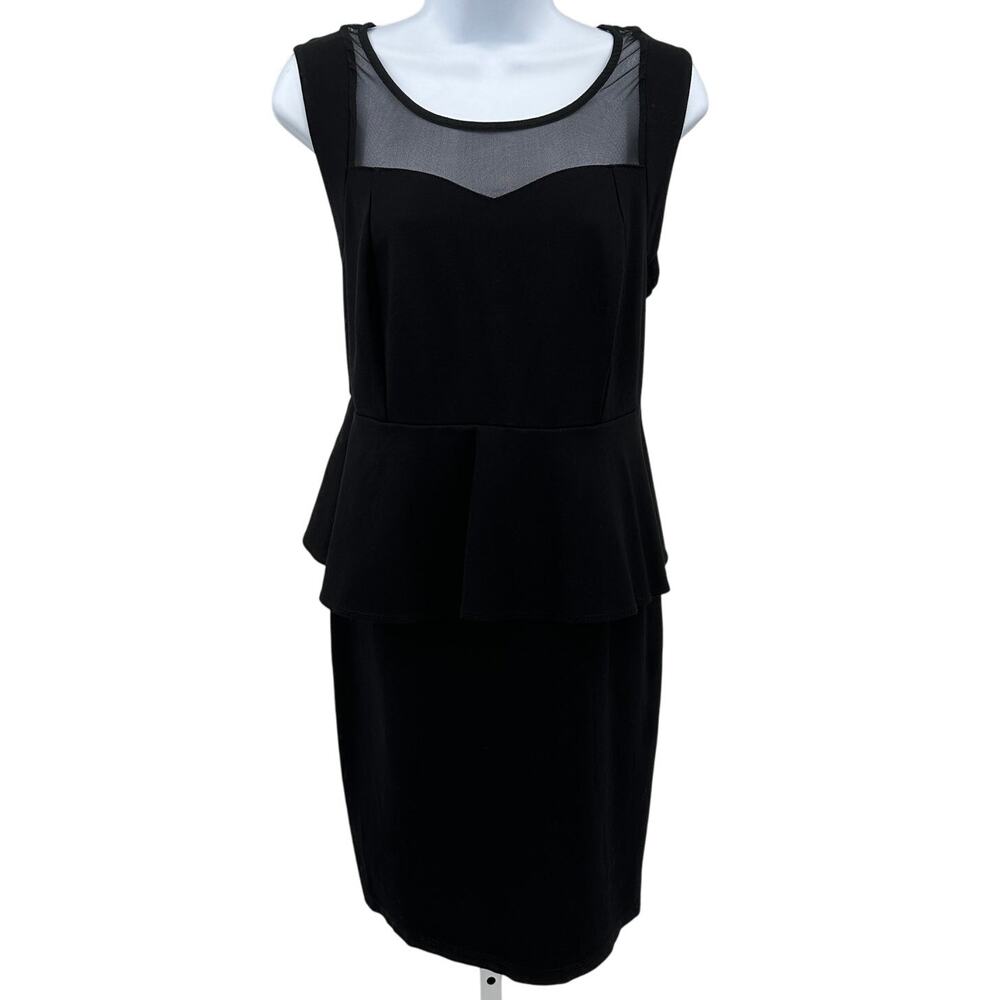 Torrid Sheath Peplum Dress 1X Black Mesh‎ Sweetheart Illusion Stretch Sleeveless